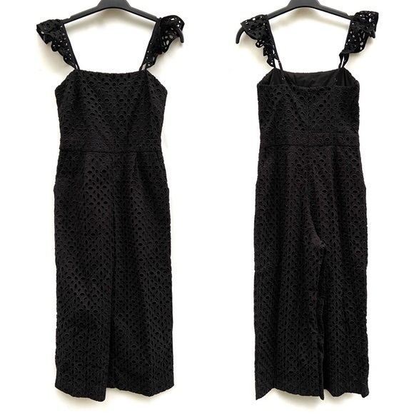 J. Crew Eyelet Ruffle Cropped Wide Leg Jumpsuit - Picture 3 of 10